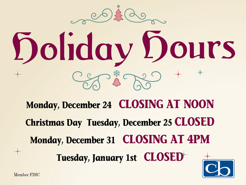 Holiday Hours