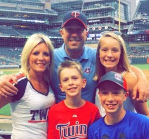 anthony hanson and his family at a Twins game